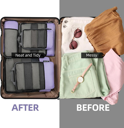 BAGAIL 4er-Set Kompressions-Packwürfel Reise-erweiterbare Packorganizer (Schwarz, 4er-Set)
