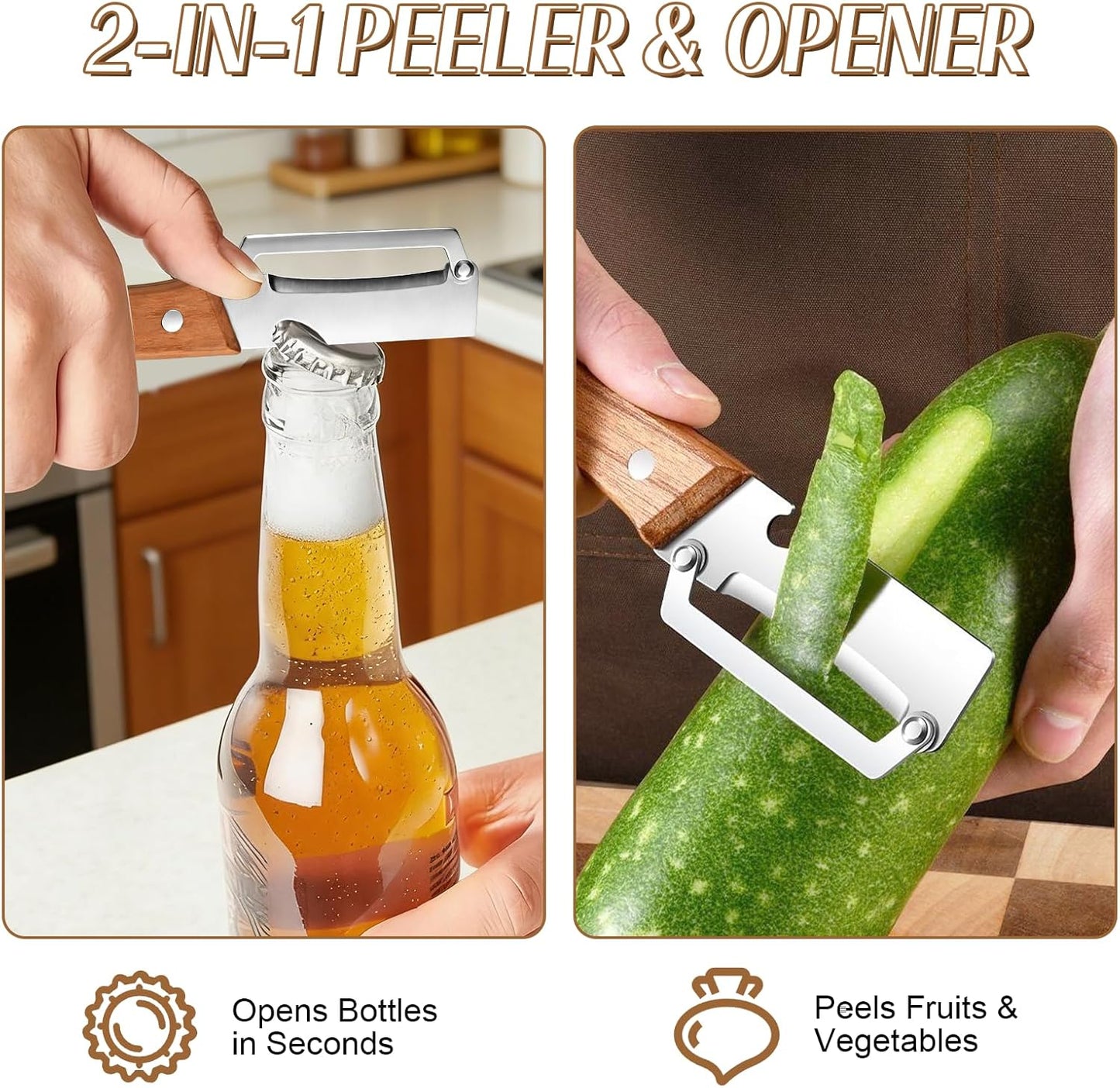 2026 Upgrade Vegetable Peeler With Wooden Handle