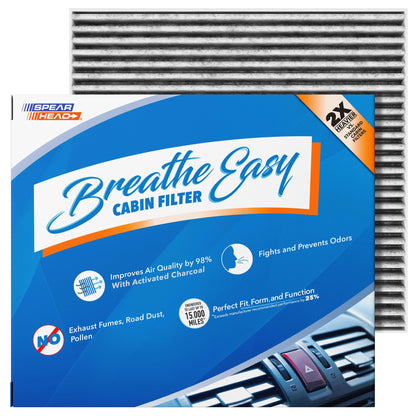 Spearhead Odor Defense Breathe Easy AC & Heater Cabin Filter | Fits Select 2016-2025 Toyota, Lexus, Subaru, 2016-2023 CX-9 Like OEM | Up to 25% Longer Lasting w/Activated Carbon (BE-157)