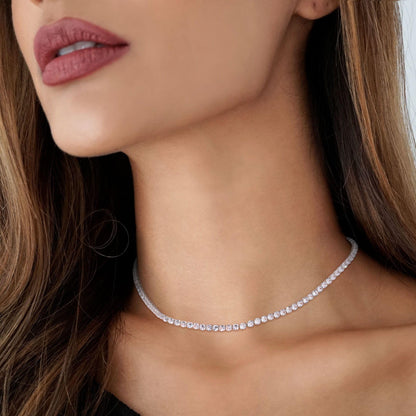 Robaice Tennis-Halskette für Damen, 14 Karat vergoldete Strass-Halskette für Frauen, zierliche Cubic Zirkonia geschliffene Kunst-Diamant-Kette 2 mm
