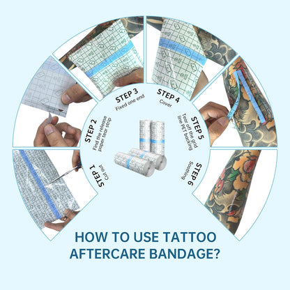 Tattoo-Nachsorgeverband – Wasserdichtes Pflaster zum Hautschutz – „Zweite Haut“ Verband zur Wundheilung – Transparente Tattoo-Folie – Sterile und sichere Klarsicht-Verbandsrolle für Tattoo-Zubehör
