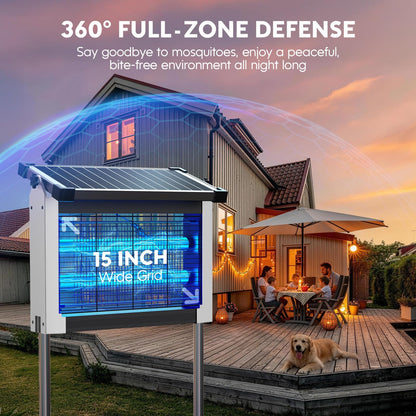 Solar Bug Zapper Outdoor, Waterproof Mosquito Zapper Outdoor Solar Powered, 4500V Electric Bug Zapper Indoor w/Smart Light Sensor, Mosquito Trap Fly Zapper for Patio Kitchen Garage Yard Camping