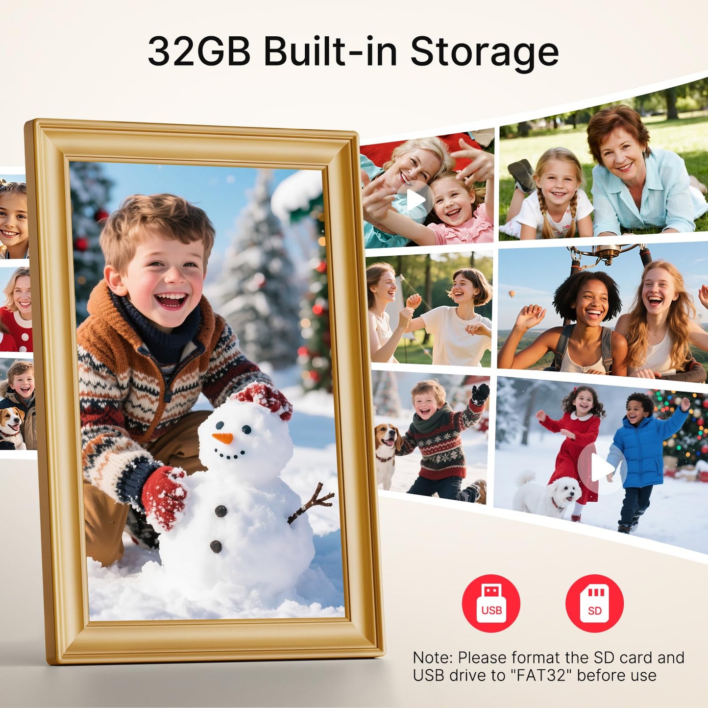 Frameo 10.1 Inch WiFi Digital Picture Frame, Smart Cloud Electronic Photo Frame with HD IPS Touch Screen Slideshow 32GB Memory Auto-Rotate Wall Mount, Share Photos/Videos from Phone - Gifts for Mom