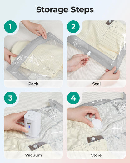 BAGSMART Vacuum Seal Storage Bags for Clothing Travel, 18 Pack Travel Essentials Bundle includes Laundry Bag & Waterproof Shoe Bag & TSA Approved Toiletry Bag, Hand Pump Included