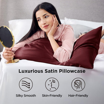 Bedsure Satin-Kissenbezug, Queen-Size, 2er-Pack, Seidenkissenbezügen ähnlich, seidige Kissenhüllen mit Hotelverschluss, Raumdeko, Valentinsgeschenke für Frauen und Männer, Grau, 50x75 cm