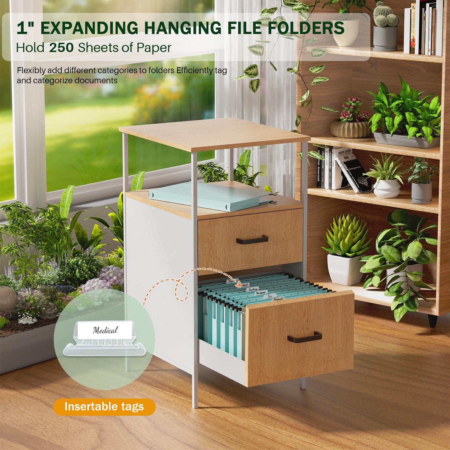 Extra Capacity Plastic Hanging File Folder, 12 Pack Reinforced Hang Folders Legal Size, Heavy Duty 1 Inch Expansion Filing Cabinet Folders, for Bulk Files, Medical Charts, Cream Yellow