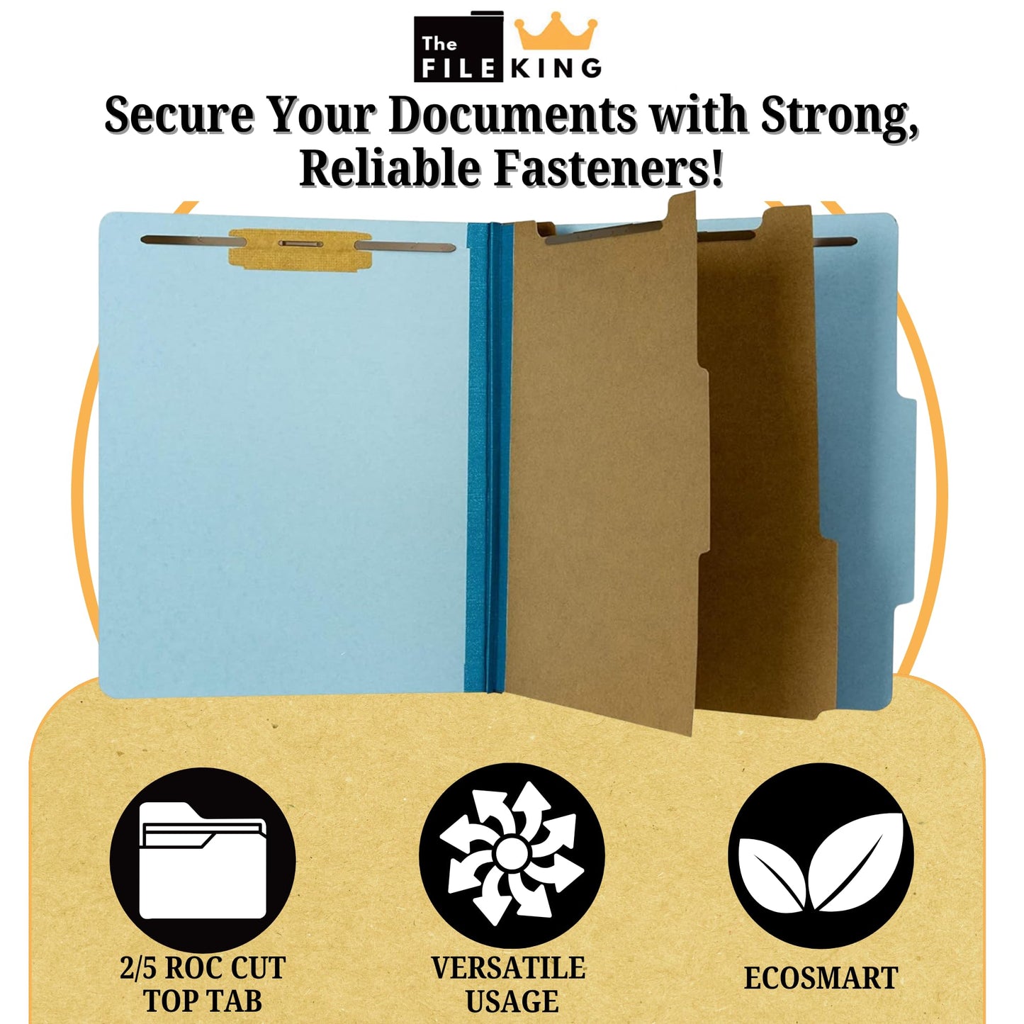The File King Classification Folders 2 Dividers Letter Size - Light Green, 10 Pack | Pressboard Classification Folder | 2-Inch Expansion | Made in USA | Medical File Folders with Dividers and Prongs