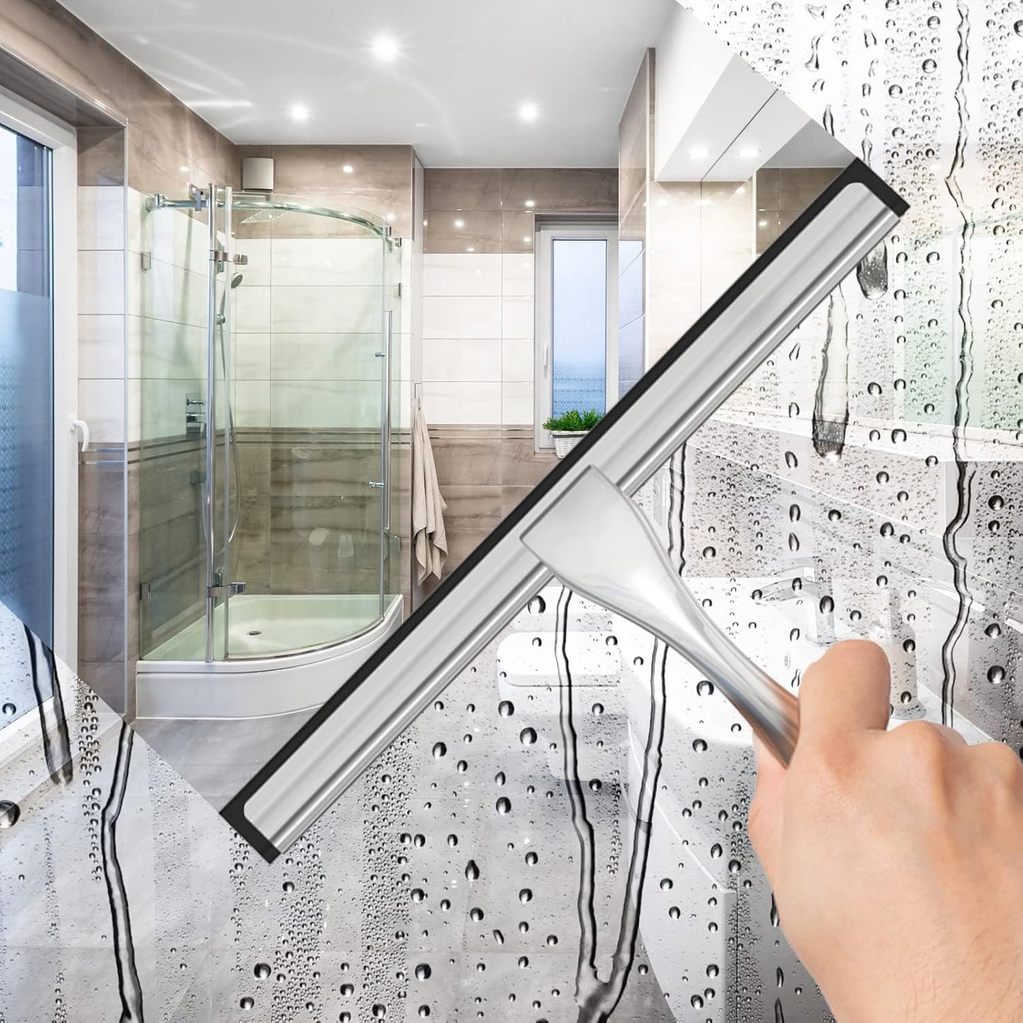 All-Purpose Stainless Steel Shower Squeegee by Docrok
