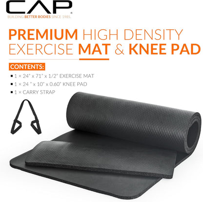 CAP Barbell Yogamatte mit hoher Dichte, 1,27 cm, mit Tragegurt | Mehrere Optionen