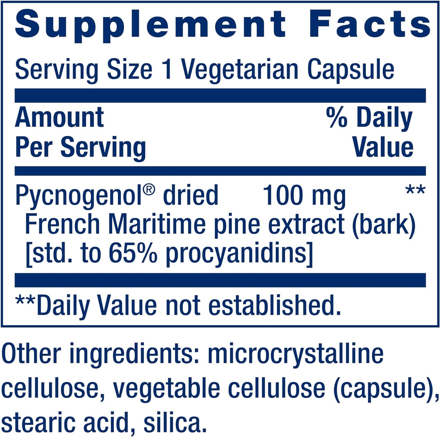 Life Extension Pycnogenol French Maritime Pine Bark Extract 100 Mg Vegetarian Capsules, 60 Count