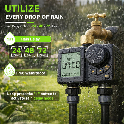 MIXC 1/4" 100Ft Drip Irrigation System for Garden with 16pcs 360°Adjustable Brass Nozzles & Bendable Rod,Upgraded Watering System Kit for Outdoor Plants,Lawn,Raised Bed,Potted Plant,Yard,Greenhouse