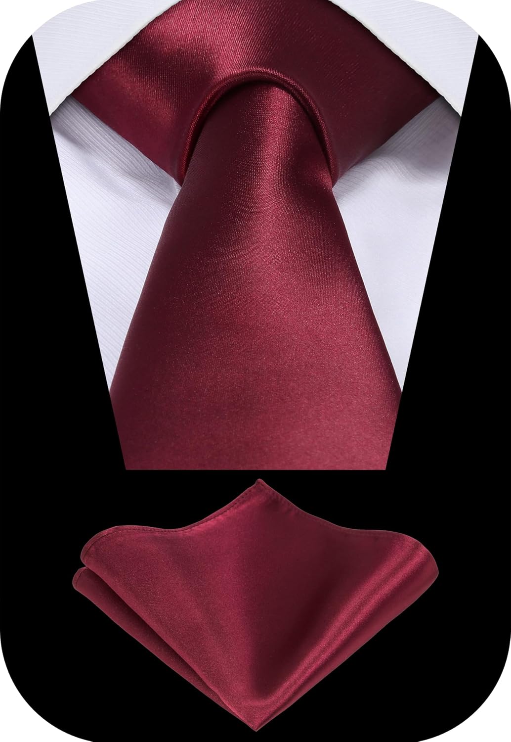 TIE G Solid Satin Color Formal Necktie and Pocket Square Sets