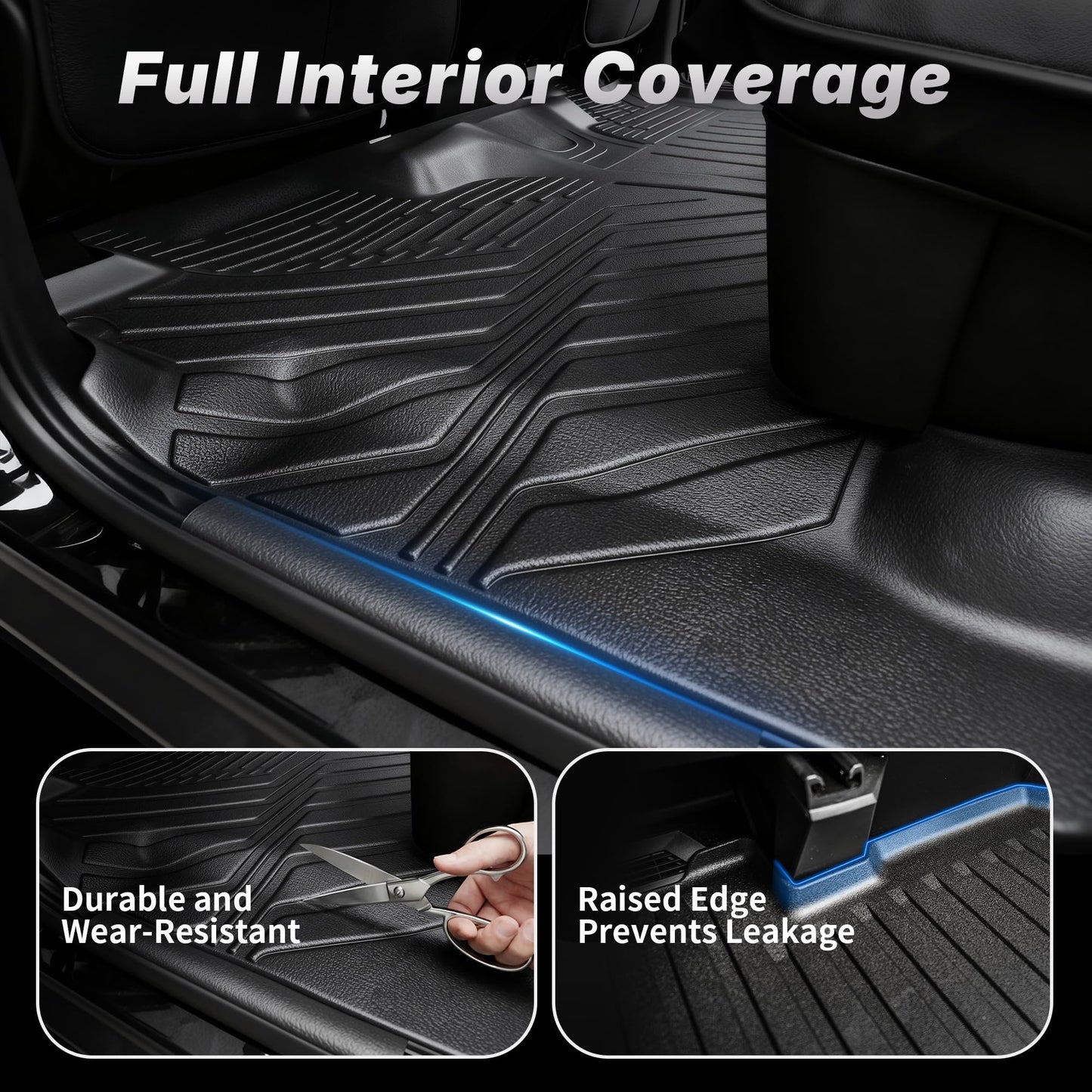 OEDRO Floor Mats Fit for Toyota Camry 2011-2007, Custom Fit Front & 2nd Row Floor Liner Set, TPE All Weather Protection Camry Car Mats, Black