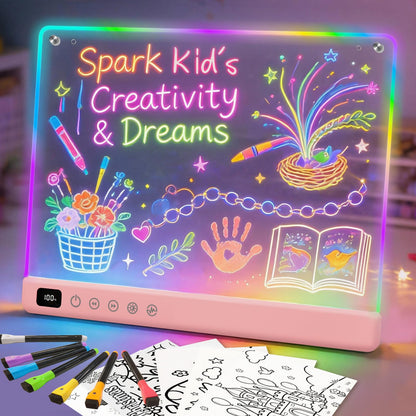 Led Drawing Board with 13 Light Effects, 16" Rechargeable Glow Doodle LED Note Board with Colors, Neon Light Up Drawing Tablet Gifts for Kids for Easter Birthday Christmas Gift Ideas