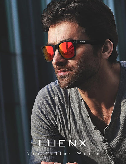 LUENX Polarisierte Sonnenbrillen für Herren und Damen, quadratische Fassung – UV-400-Schutz, 54 mm