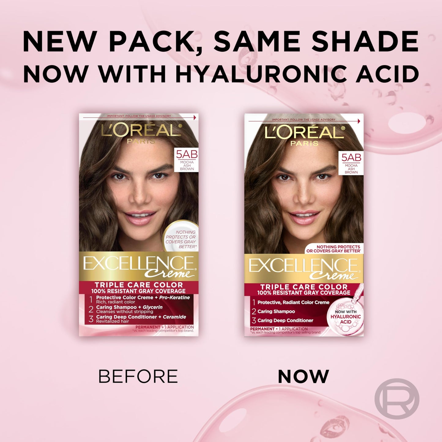 L'Oréal Paris Excellence Crème Permanente Haarfarbe, dreifache Pflegehaarfarbe mit Hyaluronsäure für 100% Grauabdeckung, 4AR Dunkles Schokobraun, 1 Packung (Verpackung kann variieren)