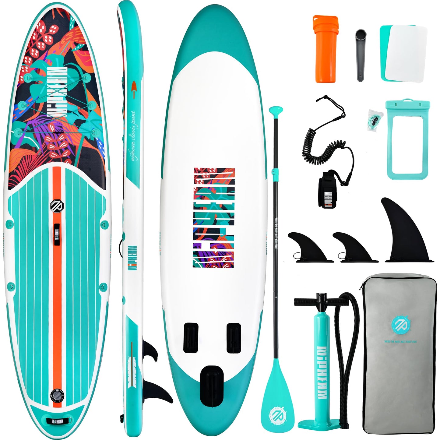 Niphean Inflatable Stand Up Paddle Board with SUP Accessories, Anti-Slip EVA Deck, 10’6’’ Inflatable Paddle Boards for Adults & Youth of All Skill Levels