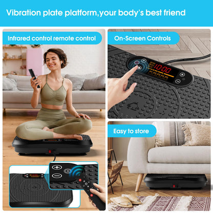 SoftGym Waver Vibration Plate Exercise Machine for Lymphatic Drainage Weight Loss,120 Speed Levels Vibrating Platform with Resistance Bands,Full-Body Workout Equipment for Muscle Activation