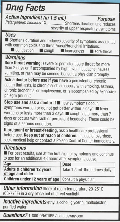 Nature's Way Umcka Cold Relief Drops, Homeopathic Cold Medicine, Shortens Duration & Reduces Severity of Cough, Congestion, Sore Throat & Hoarseness, 2 Fl oz
