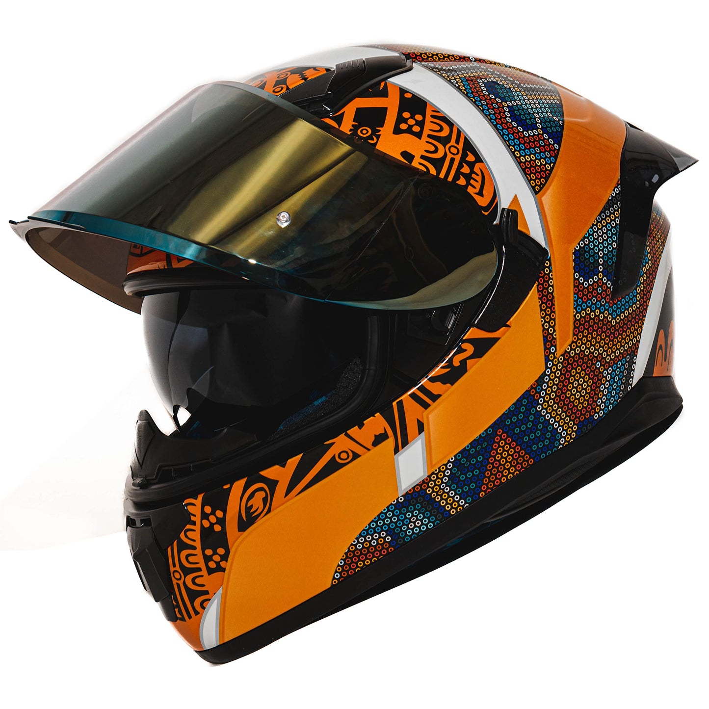 HAX Obsidian Full Face Dual Visor Adult Motorcycle Helmet for Motorbike Street Bike with Pinlock Ready DOT Approved Matte Black Gold L