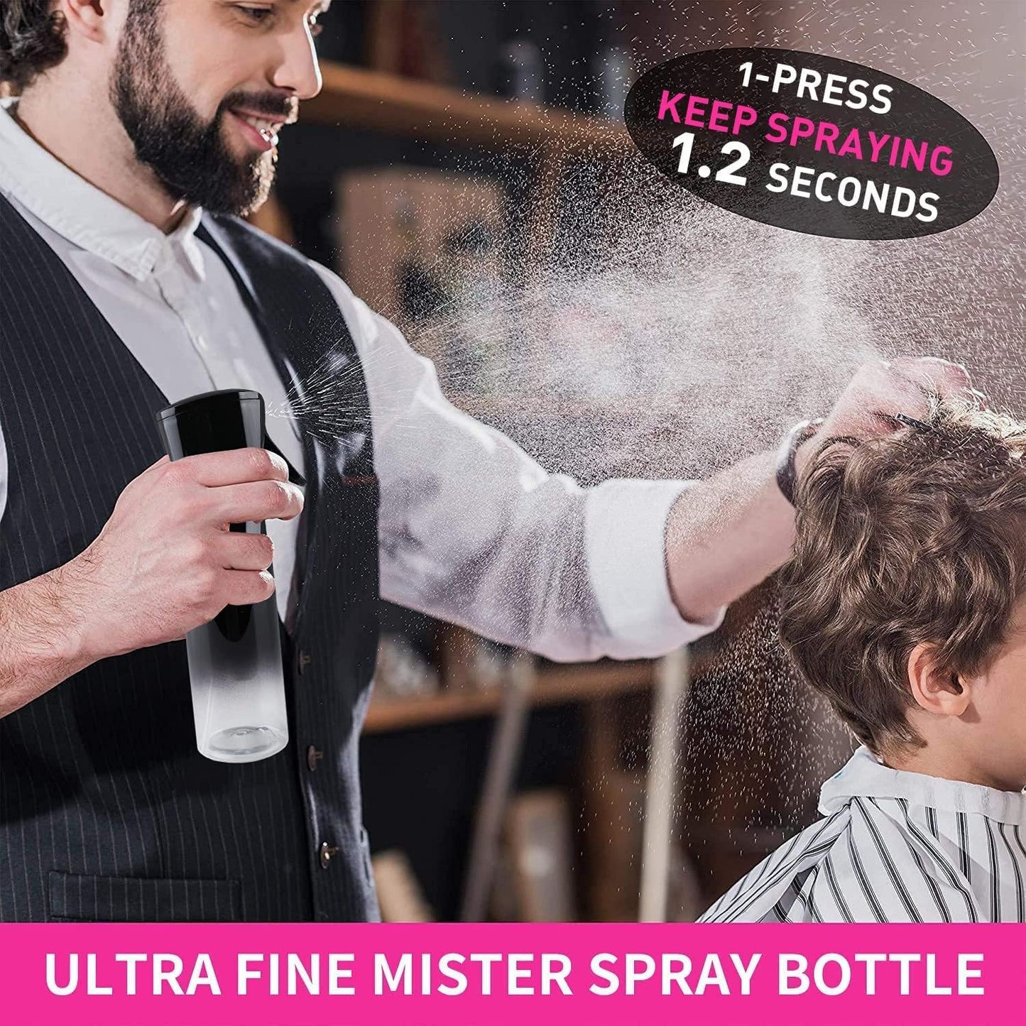 TANSHINE Kontinuierliche Haar Pflanze Mister Sprühflasche Fein Leer Klein Nebelsprühflaschen Nebelsprüher Wasser Alkohol Reinigungs Sprühnebel Flasche für Lockenhaar Styling Produkte,Pflanzen, 200ml,Klar