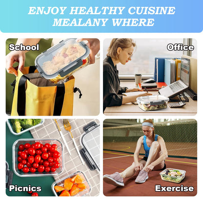 2 Pack Snackle Box –Air Tight Snack Containers with Divided, Lids&Handle –Clear Serving Tray for Fruits, Candy, Nuts –Portable for Travel, Parties, Daily Use (8 Containers Dishwasher Safe)