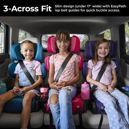 Diono Connect3 RXT 2-in-1 High Back Booster, Slim Fit 3-Across in Many Mid-Sized Sedans and SUVs, for Children from 40-120 lbs., Lightweight with Latch, Black Storm