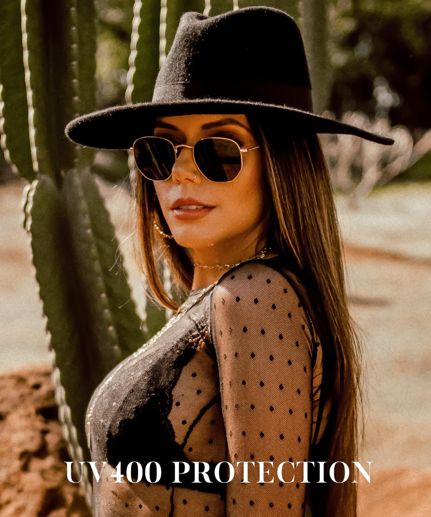KALIYADI Sonnenbrillen für Damen und Herren Polarisiert Hexagon Damensonnenbrillen Trendy Metallrahmen UV-Schutz (Gold Rahmen Grau Linse)
