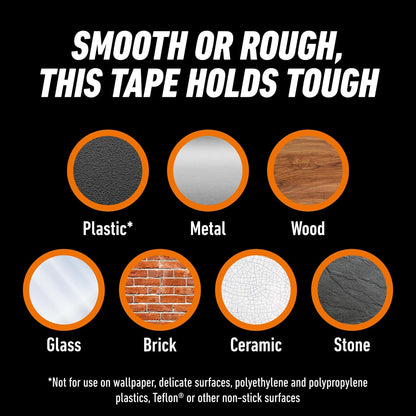 Gorilla Tough & Clear Double Sided Mounting Tape, Hanging, Instant 15lb Strong Hold, Permanent Bond, Weatherproof, 1 in x 60 in, Clear, (Pack of 1), 6065101 (Packaging May Vary)