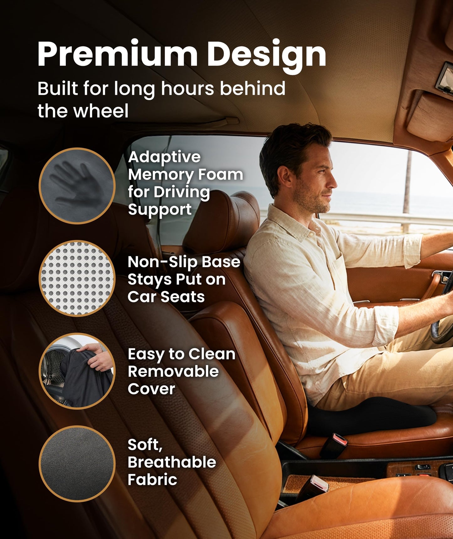 Everlasting Comfort Doctor Recommended Memory Foam Seat Cushion for Office Chairs & Car - Ergonomic Office Desk Accessories - Cushions for Tailbone Pain Relief, Sciatica & Back Support Pillow