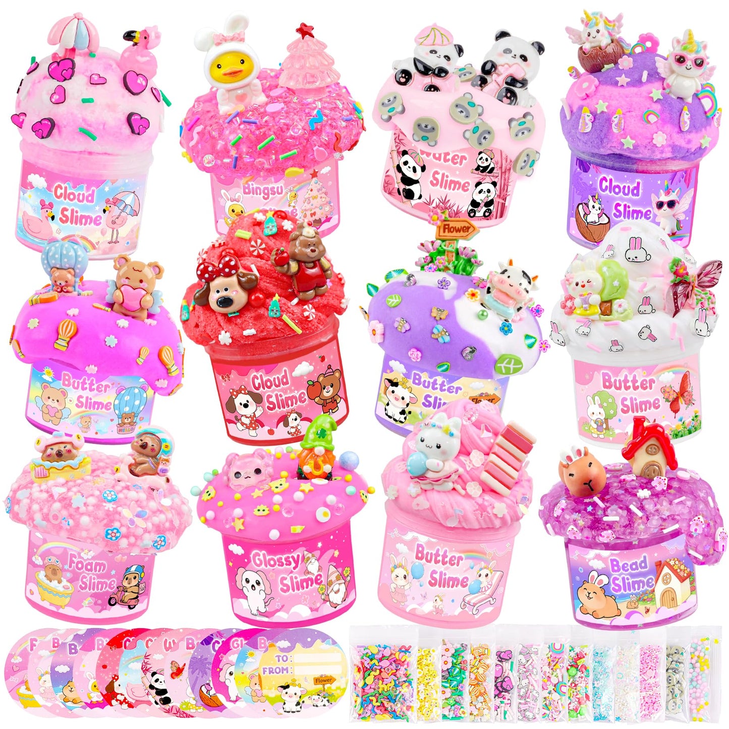 6 Pack Slimes, Pink Slime Kids, Cloud Slime kit for Girls Ages 8-12, Toys for Girls and Boys, for Kids Slime Set Party kit Goodie Bag Stuffers, 4 5 6 7 8 9 10 Year Old Girl Birthday Gift Cute Stuff