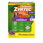 Zyrtec Children's Dye-Free Chewables for 24 Hour Allergy Relief, 10 mg Cetirizine Hydrochloride Antihistamine Tablets, Kids Allergy Medicine Relieves Sneezing & Itchy Throat, Grape, 48 ct(Pack of 2)