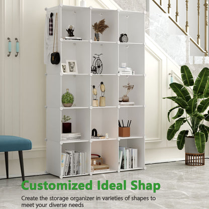 C&AHOME Cube Storage Organizer, 16-Cube Shelves Units, Plastic Storage Cubes, DIY Closet Organizer, Modular Closet Storage Shelves Ideal for Home, Bedroom, 48.4" L × 12.4" W × 48.4" H Black SUM3016H