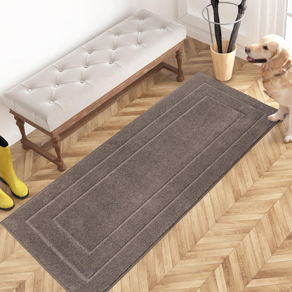 PURRUGS Dirt Trapping Door Mat 32" x 70", Non-Slip/Skid Machine Washable Entryway Rug, Dog Doormat, Super Absorbent Welcome Mat for Muddy Wet Shoes and Paws, Grayish Brown