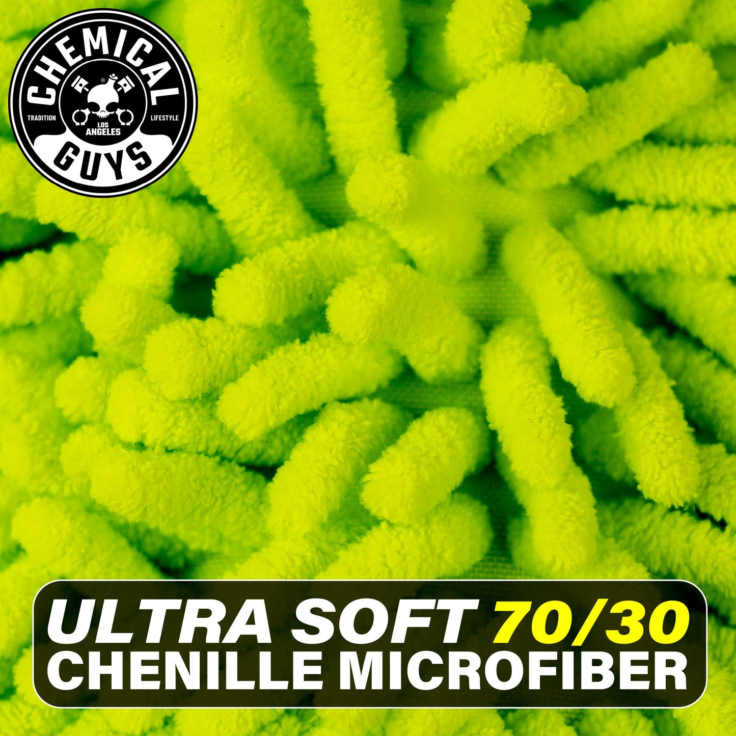 Chemical Guys Chenille Premium Scratch-Free Microfiber Wash Mitt for Car Washing - 2 Pack, Lime Green, Ultra-Soft Car Wash Gloves, Swirl-Free Finish, Safe for Trucks, SUVs, Motorcycles, and More