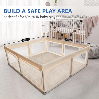 Huloo Sleep Ultra Soft Baby Spielmatte für den Boden, 3,3 cm dicke Elasti-Foam 127x127 cm Laufgittermatte für Kleinkinder, rutschfeste Rückseite, sicher zum Krabbeln und für die Bauchlage, Tatami-Stil (Dunkelgrau)