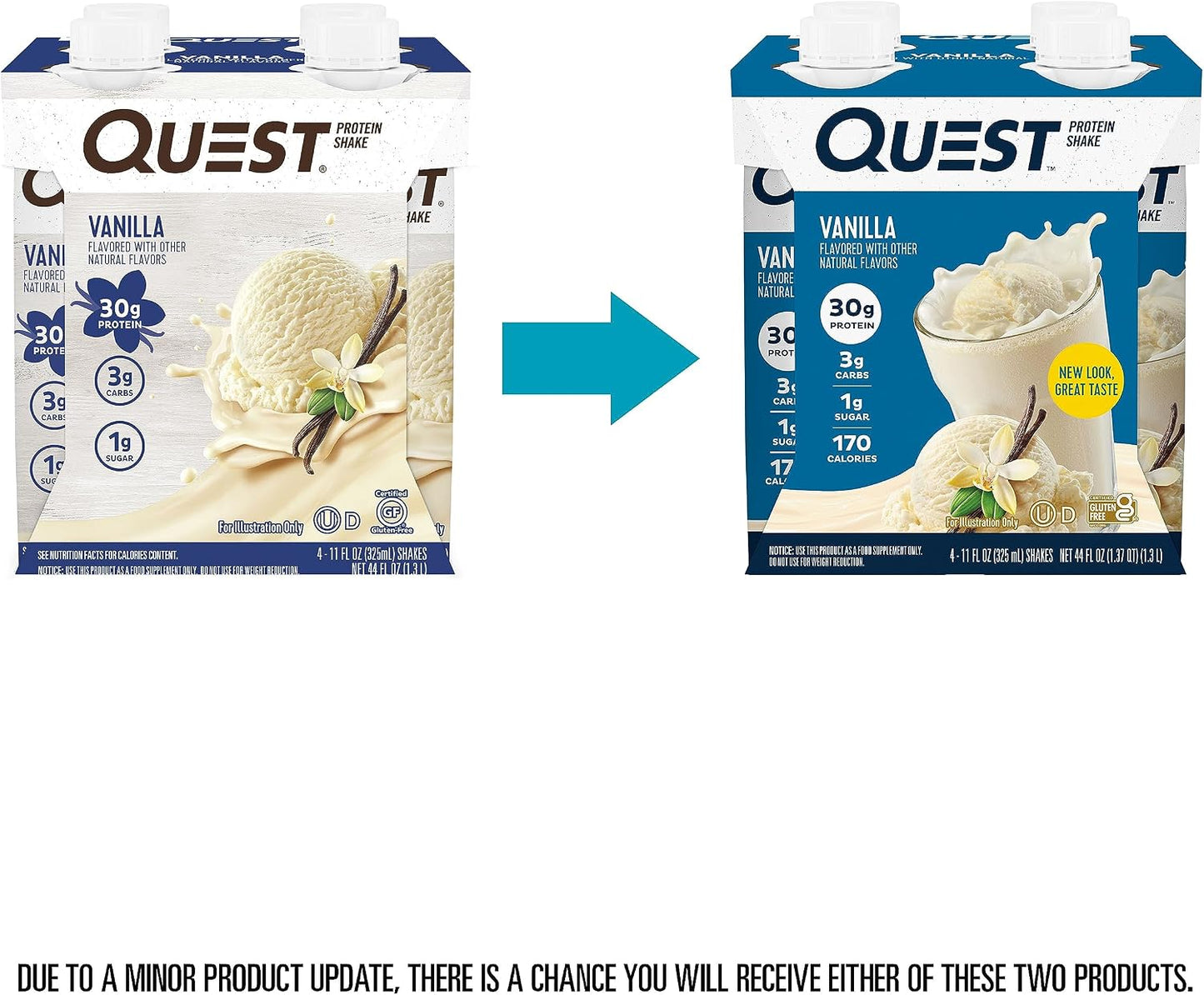 Quest Nutrition Vanilla Protein Shake, High protein, Low Carb, Gluten Free, Keto Friendly, 12Count