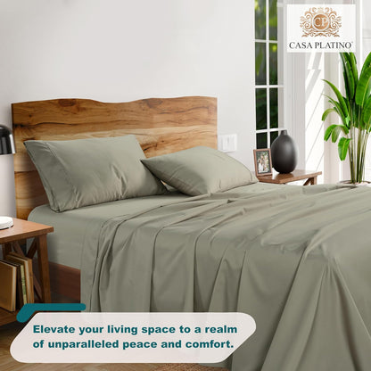 1000 Thread Count Queen Size Bed Sheet Set - Silver, Sateen Weave Luxury Deep Pocket Sheets