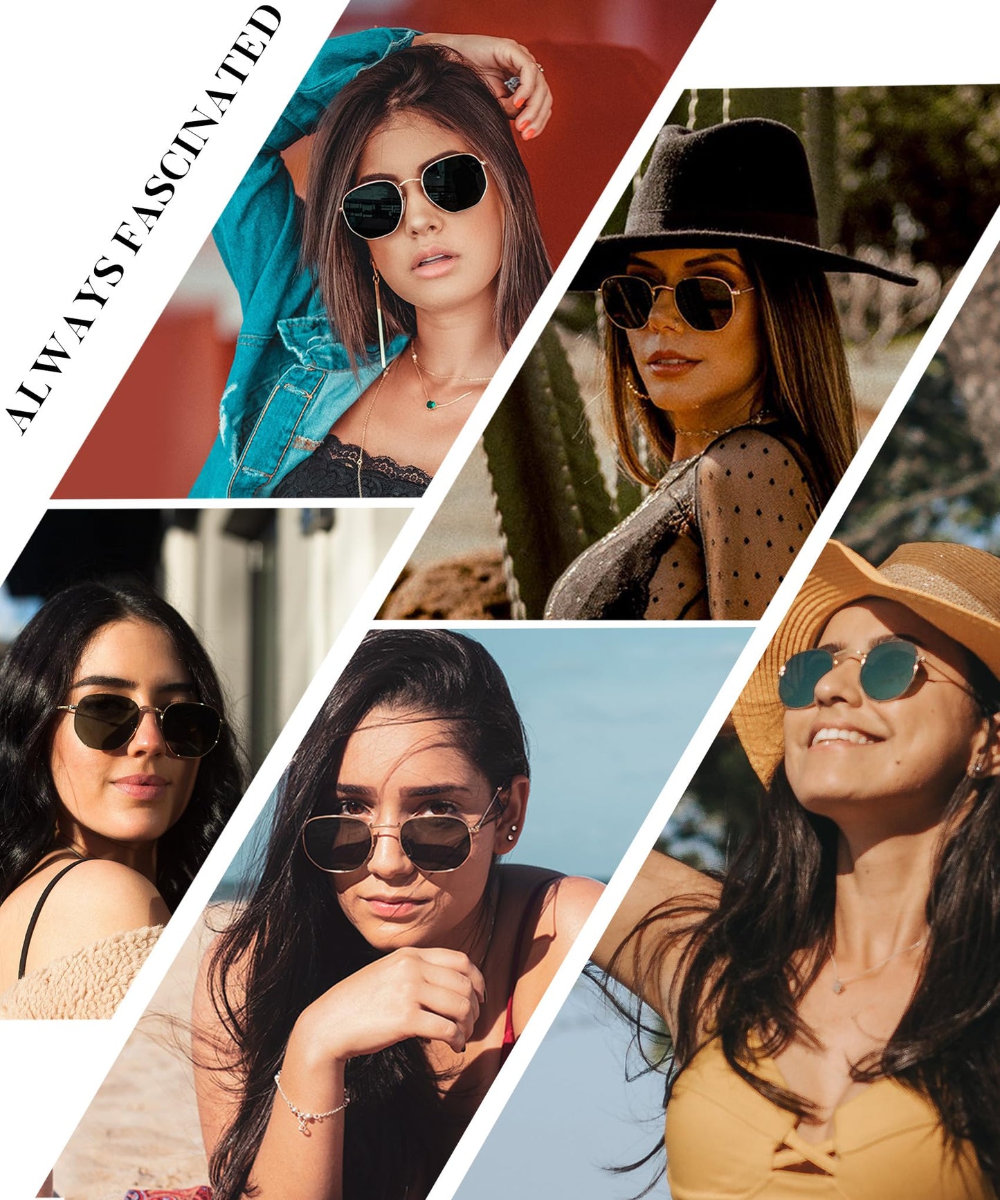 KALIYADI Sonnenbrillen für Damen und Herren Polarisiert Hexagon Damensonnenbrillen Trendy Metallrahmen UV-Schutz (Gold Rahmen Grau Linse)