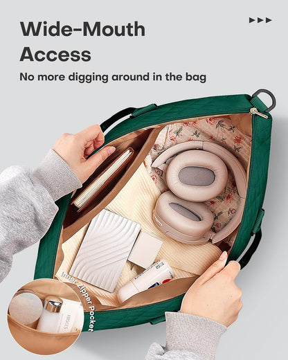 HOTOR Reisetasche - Große Weekender-Tasche für Frauen, Handgepäck mit Schuhfach, Übernachtungstasche mit Kulturtasche für Reiseutensilien und Reisezubehör, Schwarz, 34,0 x 45,0 x 20,0 cm