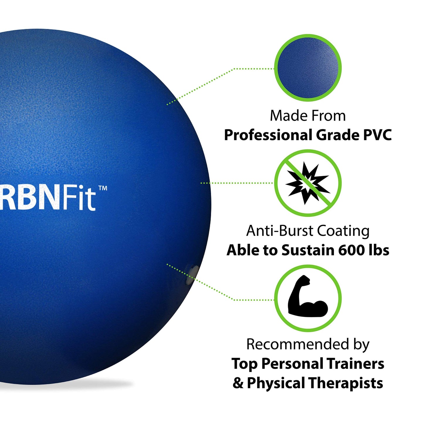 URBNFit Kleiner Gymnastikball - 23 cm Mini Pilates Ball mit Fitness Guide für Yoga, Barre, Physiotherapie, Stretching & Core Stability Workout-Pink