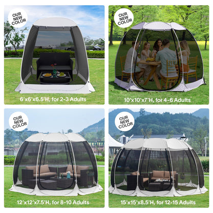 Alvantor Pop Up Screen House Tent, Instant Outdoor Gazebo with Mosquito Netting & UPF 50+ Sun Protection, Portable Canopy Shelter for Patio, Backyard, Camping (2-10 Person)