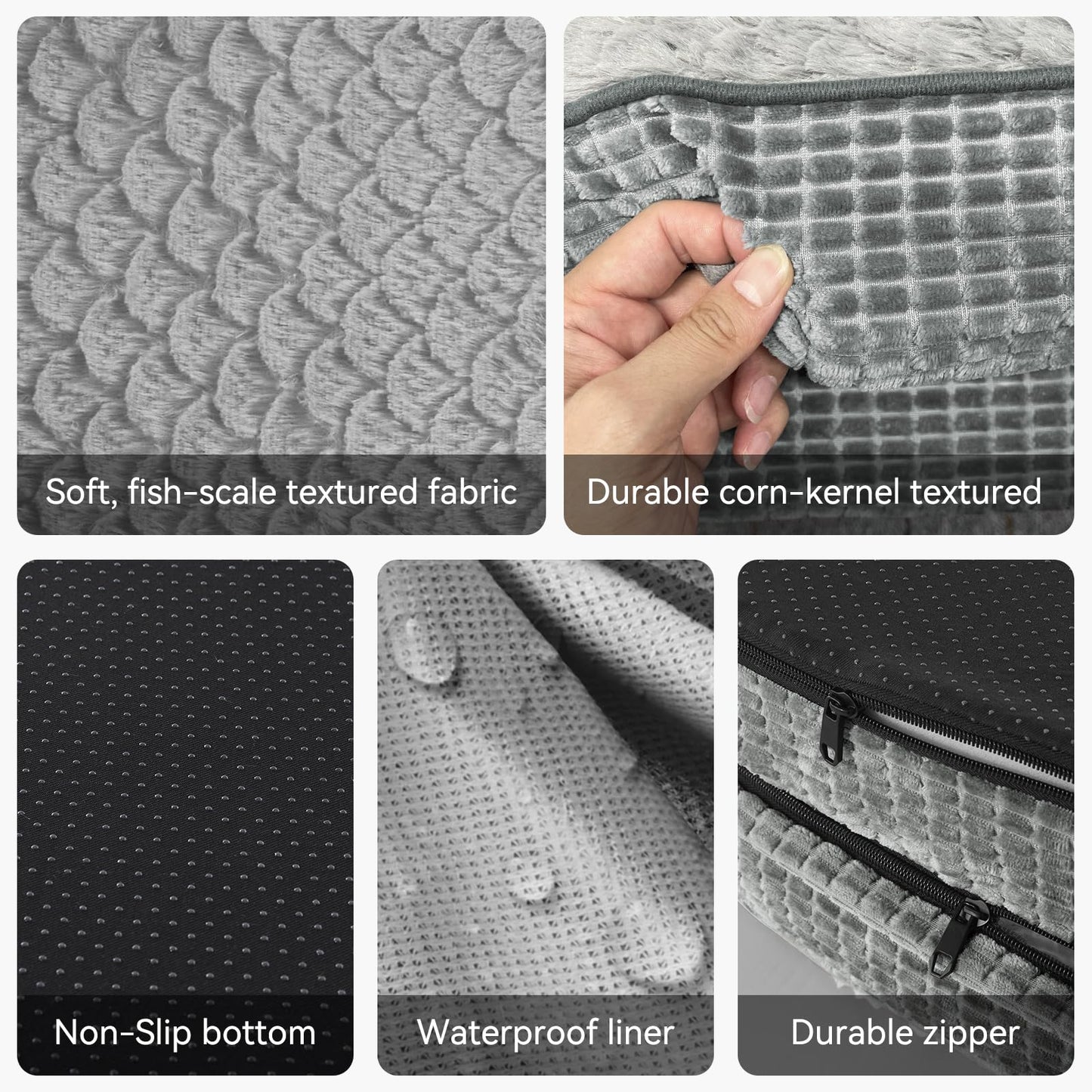 JOEJOY Orthopedic Dog Beds Large Sized Dog, XL Egg-Crate Memory Foam Pet Couch Bed with Bolster Sides, Waterproof Lining, Removable Washable Cover & Non-Slip Bottom, Brown