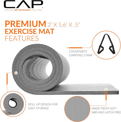 CAP Barbell Yogamatte mit hoher Dichte, 1,27 cm, mit Tragegurt | Mehrere Optionen