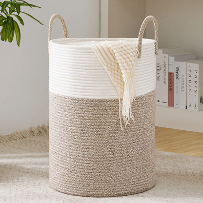 Woven Rope Laundry Hamper Basket by YOUDENOVA, 72L Tall Luandry Basket, Baby Nursery Hamper for Blanket Storage in Bedroom-Large-Jute