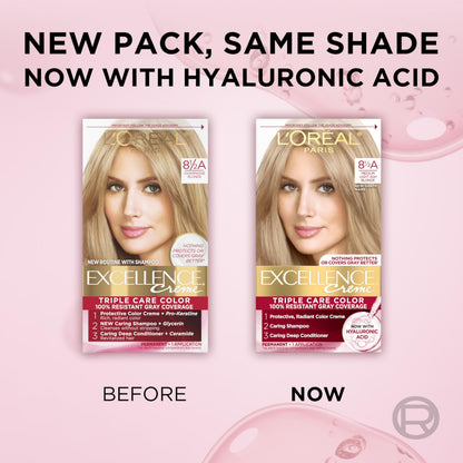 L'Oréal Paris Excellence Crème Permanente Haarfarbe, dreifache Pflegehaarfarbe mit Hyaluronsäure für 100% Grauabdeckung, 4AR Dunkles Schokobraun, 1 Packung (Verpackung kann variieren)