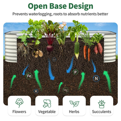 Kesfitt Raised Garden Bed, 5x2x1 FT Galvanized Steel Metal Raised Garden Bed, Oval Open-Bottom Design, 12-Inch Deep for Outdoor Vegetable & Herb Gardening, Fruit Green