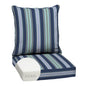 Arden Outdoor Foam Deep Seat Cushions Set, 24x24, Premium High-Density Foam, Never Flattens, Weather-Proof for Patio Chair Sofa Couch, Blue Shibori Stripe
