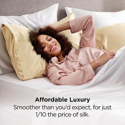Bedsure Satin-Kissenbezug, Queen-Size, 2er-Pack, Seidenkissenbezügen ähnlich, seidige Kissenhüllen mit Hotelverschluss, Raumdeko, Valentinsgeschenke für Frauen und Männer, Grau, 50x75 cm