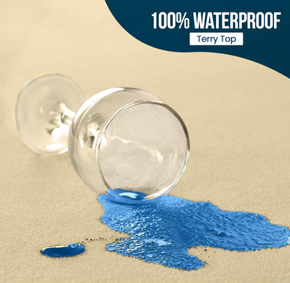 Utopia Bedding Wasserdichter Matratzenschoner für Doppelbetten/Full Size, Premium Frottee Matratzenbezug 200 g/m², Atmungsaktiv, Spannbetttuch-Stil mit dehnbaren Taschen (Weiß)